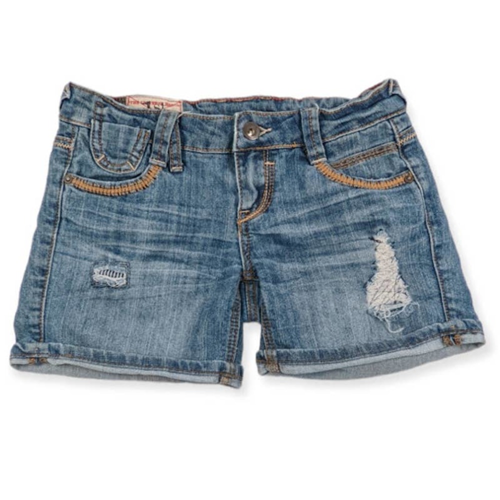 Y2K 2000s Vintage Low Rise Flap Pocket Distressed Denim Shorts Size 3 Juniors